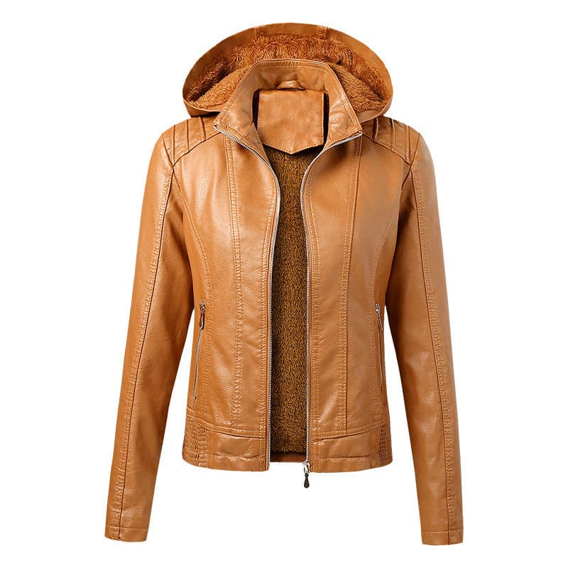 Christina - Modische gefütterte Damenlederjacke