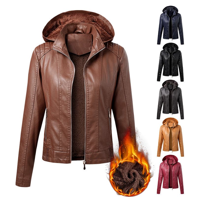 Christina - Modische gefütterte Damenlederjacke