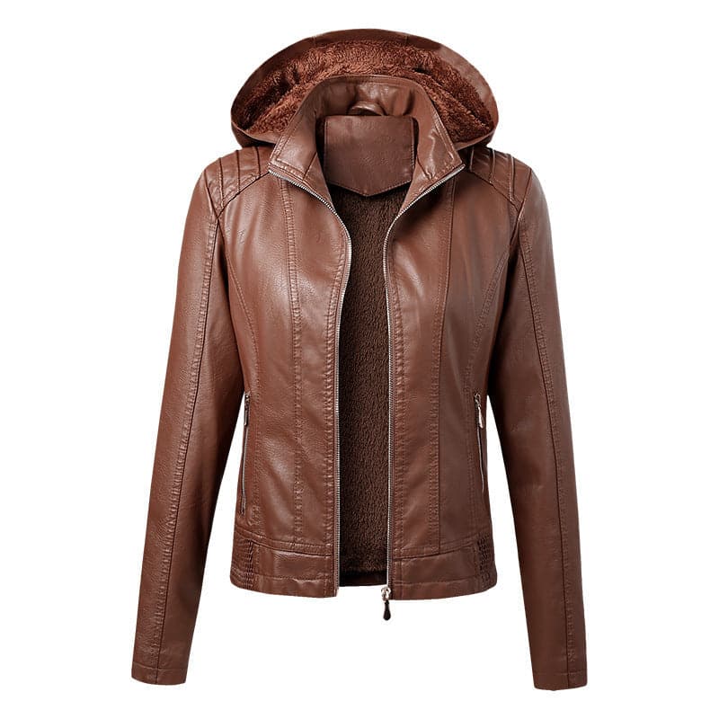 Christina - Modische gefütterte Damenlederjacke