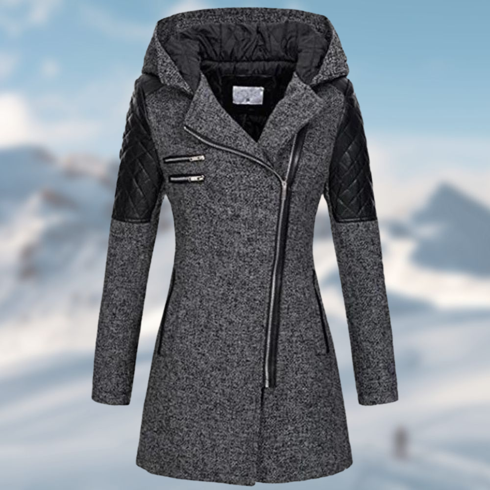 MARIKOO Damen Flauschige Winter Jacke Stepp Mantel Parka Mit